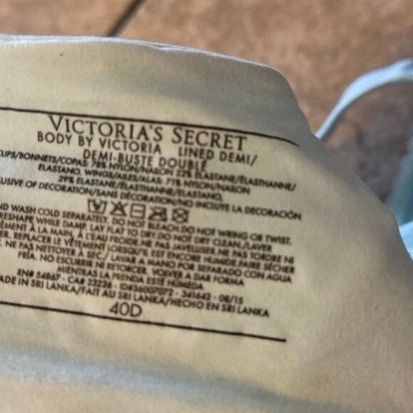 Victoria’s Secret Body by Victoria Lace Demi Bra 40D Blue Aqua Teal Lined Under - Picture 3 of 3